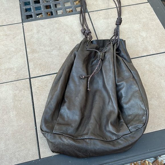 PRADA MILANO BROWN DRAW STRING BOHO BAG-VINTAGE-RARE! - Picture 4 of 12